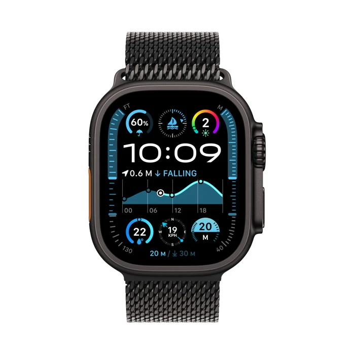 Apple Watch Ultra 2 / GPS + Cellular / 49mm / Black Titanium Case with Black Titanium Milanese Loop - Image 1