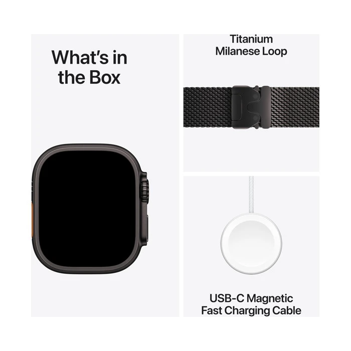 Apple Watch Ultra 2 / GPS + Cellular / 49mm / Black Titanium Case with Black Titanium Milanese Loop - Image 5
