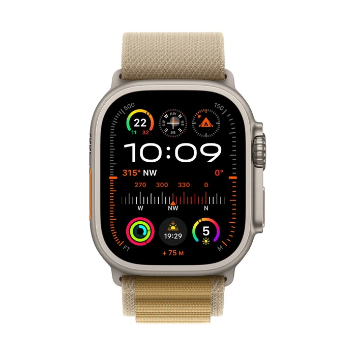 apple_watch_ultra_2_49mm_natural_titanium_alpine_loop_tan_2_2 Apple Watch Ultra 2 / GPS + Cellular / 49mm / Natural Titanium Case with Tan Alpine Loop - Image 1