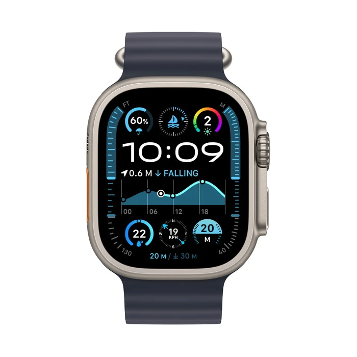apple_watch_ultra_2_49mm_natural_titanium_ocean_band_navy_2 Apple Watch Ultra 2 / GPS + Cellular / 49mm / Natural Titanium Case with Navy Ocean Band - Image 1