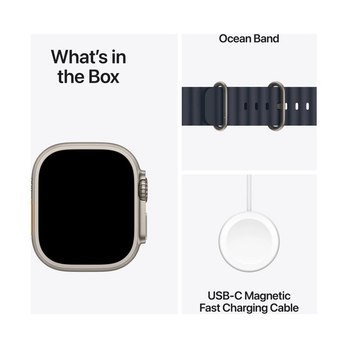 Apple Watch Ultra 2 / GPS + Cellular / 49mm / Natural Titanium Case with Navy Ocean Band - Image 5