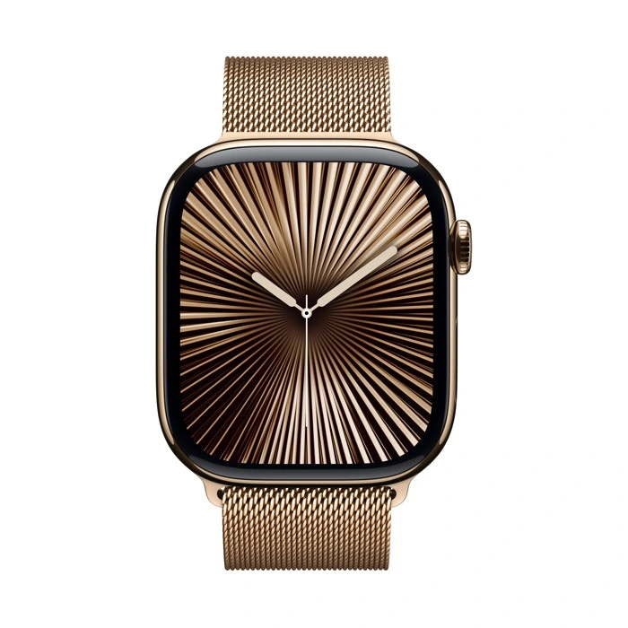 aw_s10_gold_titanium_milanese_loop_gold_02_2 Apple Watch Series 10 / GPS + Cellular / 42mm / Gold Titanium case with Gold Milanese Loop - Image 1