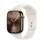 Apple Watch Series 10 / GPS + Cellular / 46mm / Gold Titanium case with Starlight Sport Band - Image 2