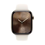 Apple Watch Series 10 / GPS + Cellular / 46mm / Gold Titanium case with Starlight Sport Band