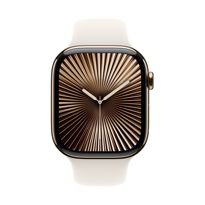 aw_s10_gold_titanium_sport_band_starlight_02_2 Apple Watch Series 10 / GPS + Cellular / 46mm / Gold Titanium case with Starlight Sport Band - Image 1