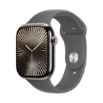 Apple Watch Series 10 / GPS + Cellular / 46mm / Natural Titanium case with Stone Grey Sport Band - Image 2