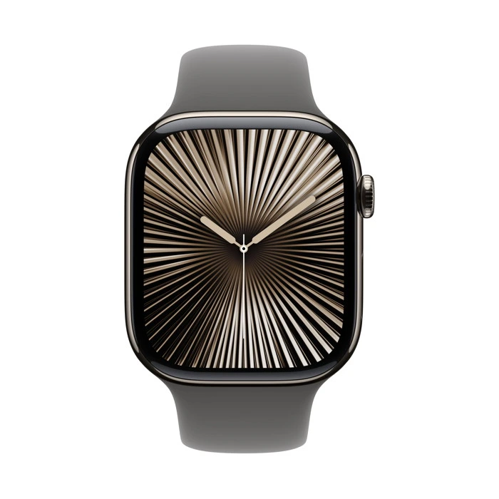 aw_s10_natural_titanium_sport_band_stone_gray_02 Apple Watch Series 10 / GPS + Cellular / 46mm / Natural Titanium case with Stone Grey Sport Band - Image 1
