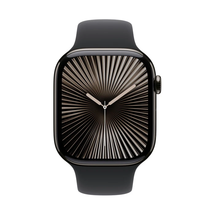 aw_s10_slate_titanium_sport_band_black_02 Apple Watch Series 10 / GPS + Cellular / 42mm / Slate Titanium case with Black Sport Band - Image 1