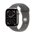 Apple Watch Series 11 / GPS + Cellular / 46mm / Natural Titanium case with Stone Grey Sport Band